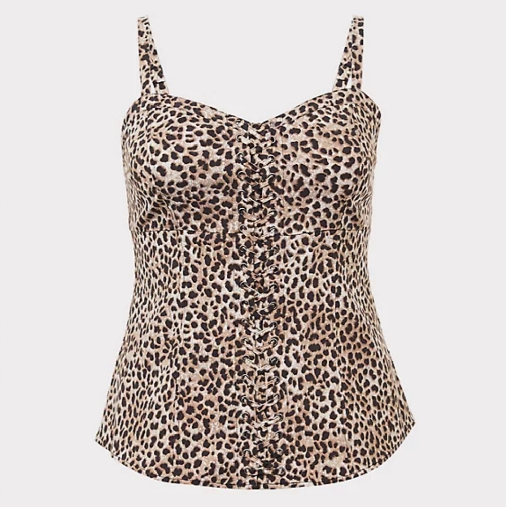 LEOPARD BENGALINE CORSET CAMI